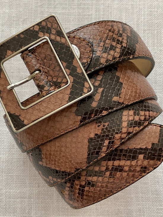 NEW Longchamp Snakeskin Leather Brown/Tan Adjustable Belt Size M/L Made-inFrance main image 6